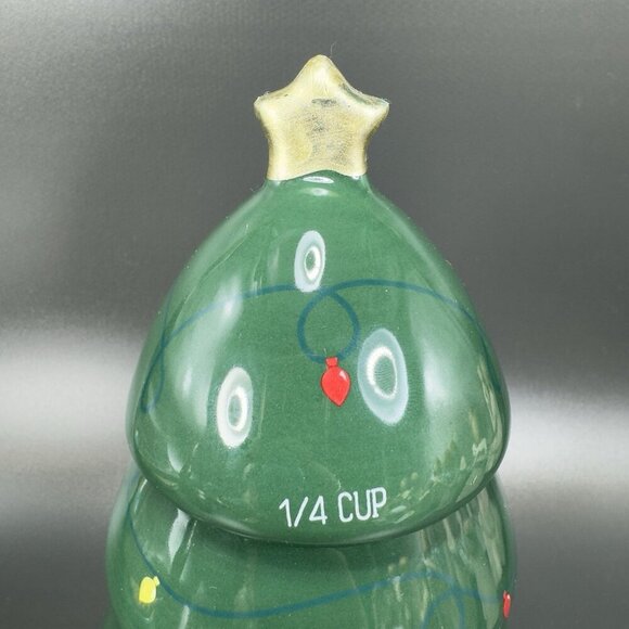 Christmas Tree Stacking Measuring Cups Green Ceramic Tree Newclassic Enterprise - Picture 4 of 14